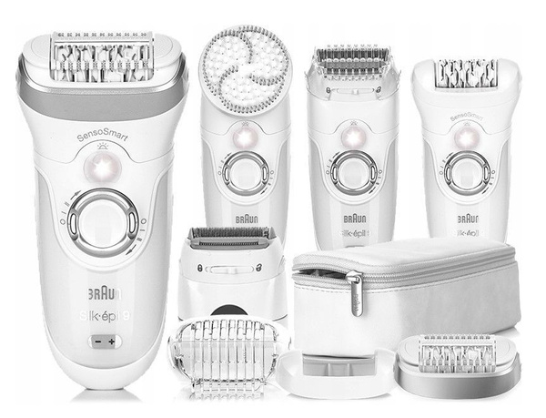 Эпилятор BRAUN Silk-epil 9 SensoSmart + бонус насадки и сумочка ...