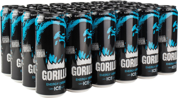 Энергетический напиток GORILLA ICE Горилла Мята синий, 0,45 л х 24 шт ...