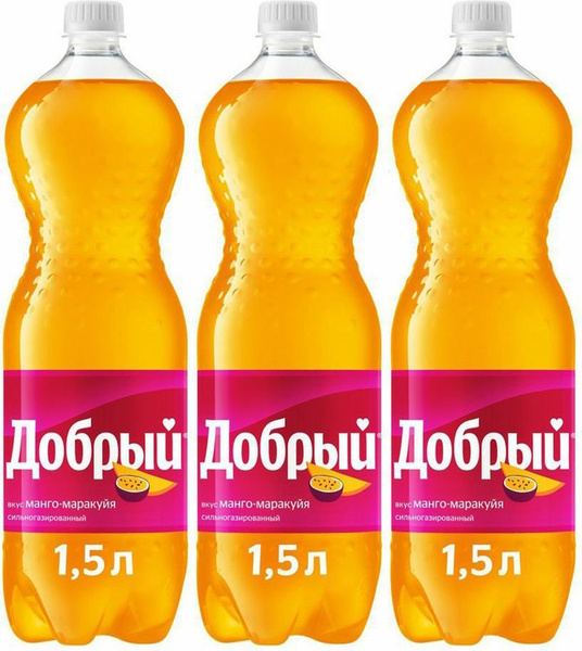 Газированный напиток Добрый манго-маракуйя 1,5 л, комплект: 3 упаковки ...