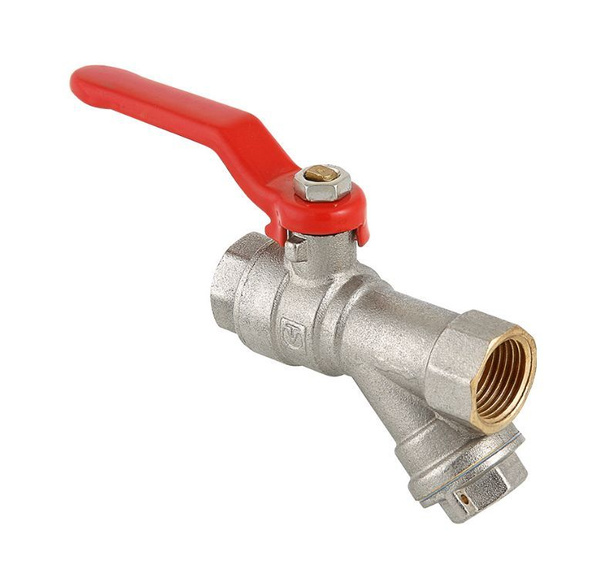 Кран шаровой 1/2" вн-вн VALTEC COMBI со встроенным фильтром и стальной ...