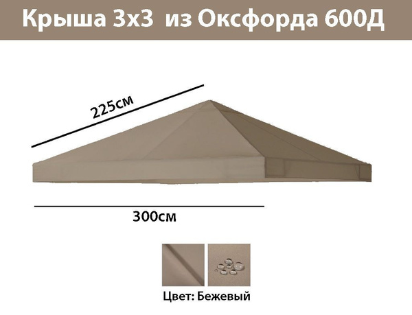 Крыша тент с окантовкой и пришивным клапаном 3х3 для беседки см Оксфорд ...