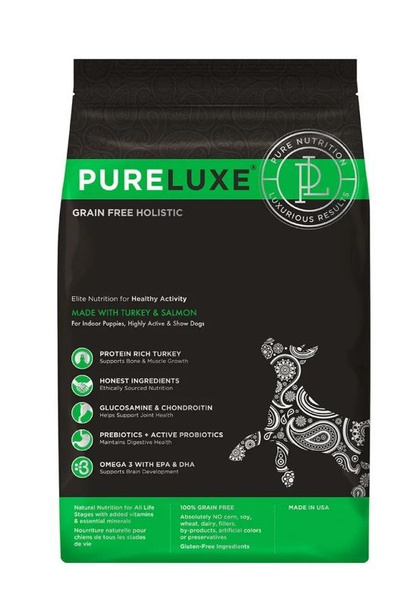Сухой корм PureLuxe для щенков, активных и выставочных собак всех пород ...