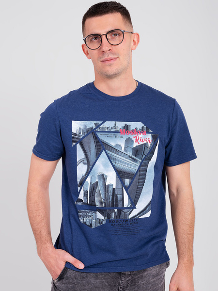 Футболка Urban Style, размер 48, цвет темно-синий, 80% хлопок, 20% ...