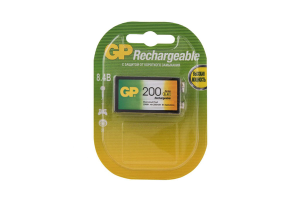 Аккумулятор GP 20R8H 9V NiMH, ёмкость 200mAh (558952) - купить с ...