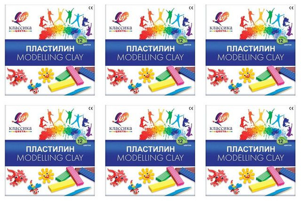 Луч Пластилин, Классика, 12 цветов, 240 г, 6 уп - купить с доставкой по ...