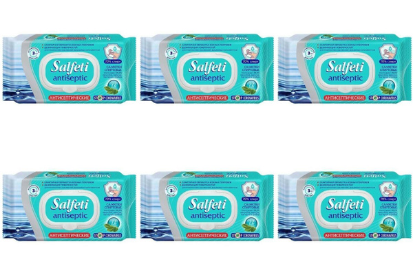 SALFETI Салфетки спиртовые антисептические Antiseptic, 72 шт в уп, 6 уп ...