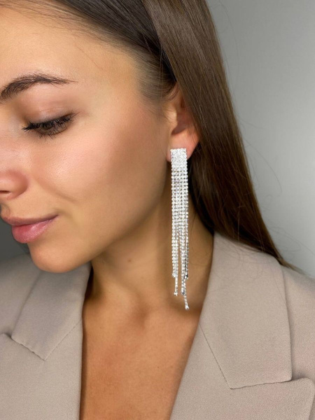 ROKKY Jewelry / Серьги женские длинные, висячие со стразами, бижутерия ...