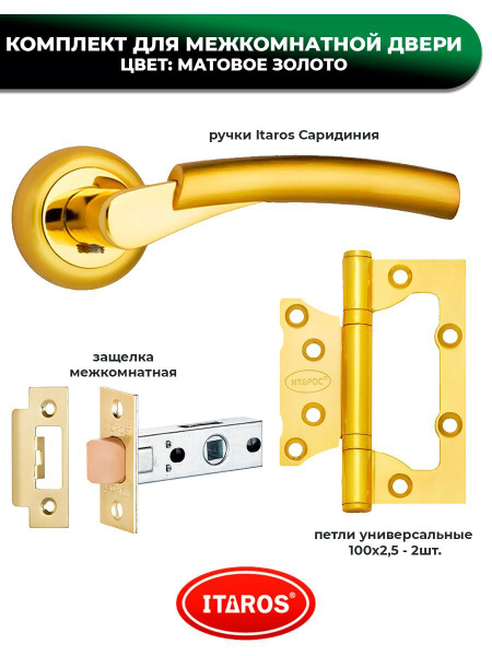 Готовый комплект на межкомнатную дверь ручки Itaros Сардиния, защелка и ...