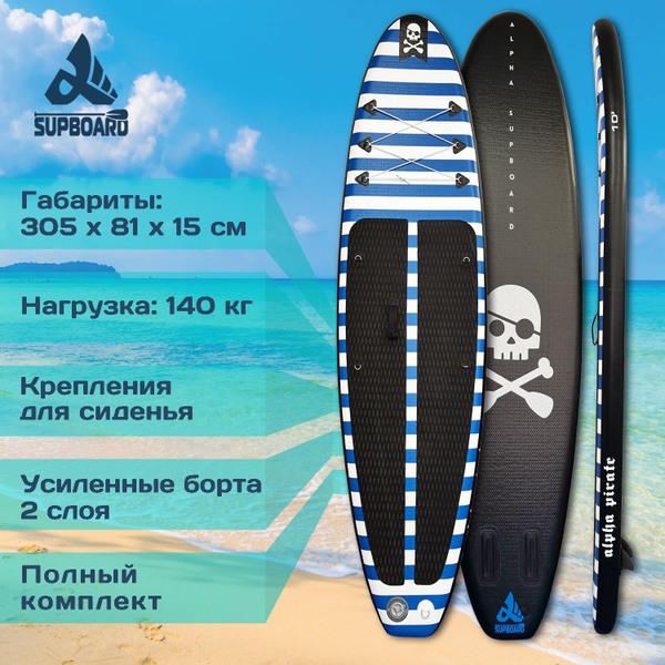 Надувная SUP-доска Сапборд Alpha Supboard PIRATE-10 COMPACT BLUE/BLACK ...