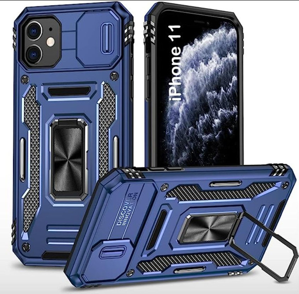 Чехол Camshield Square Ring для iPhone 11 (Синий) / Противоударный с ...