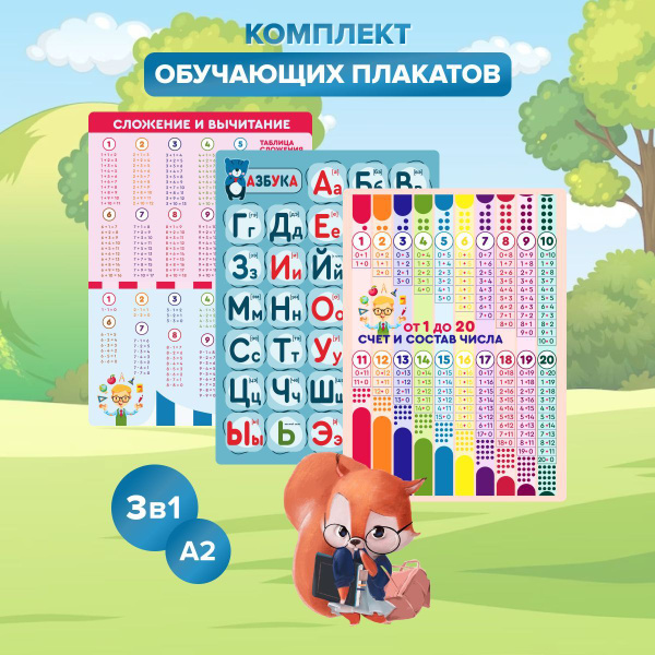 Комплект обучающих постеров-плакатов для начальной школы и детского ...