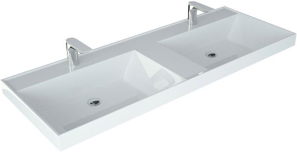 Мебельная раковина Madera Classica белая, прямоугольная, на 2 смесителя ...