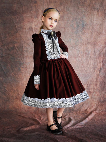 Платье De Lis Kids бордовое 122, Девочки, Демисезон, размер 122 ...