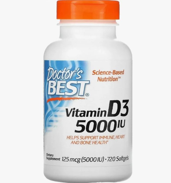 Doctor's Best Витамин D3 5000 IU, Д3 125 mcg, 180 капсул купить на OZON ...