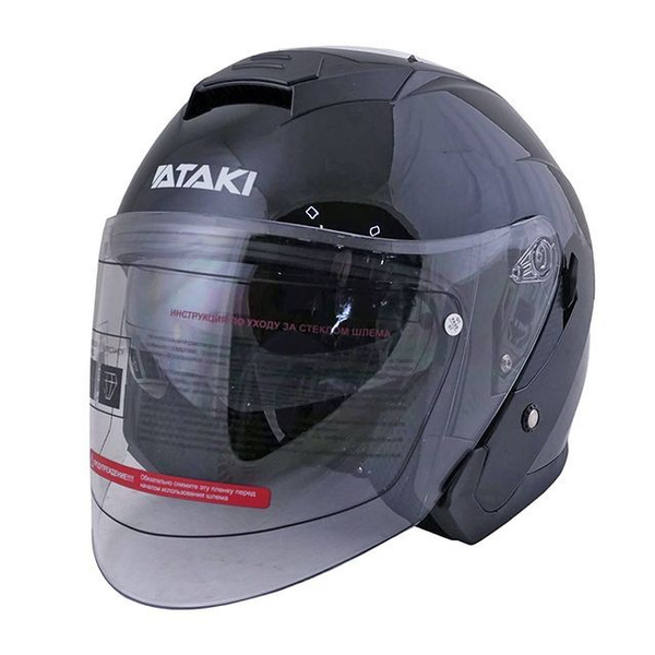 Открытый мотошлем с большим визором ATAKI JK526 SOLID XL(61-62) черный ...