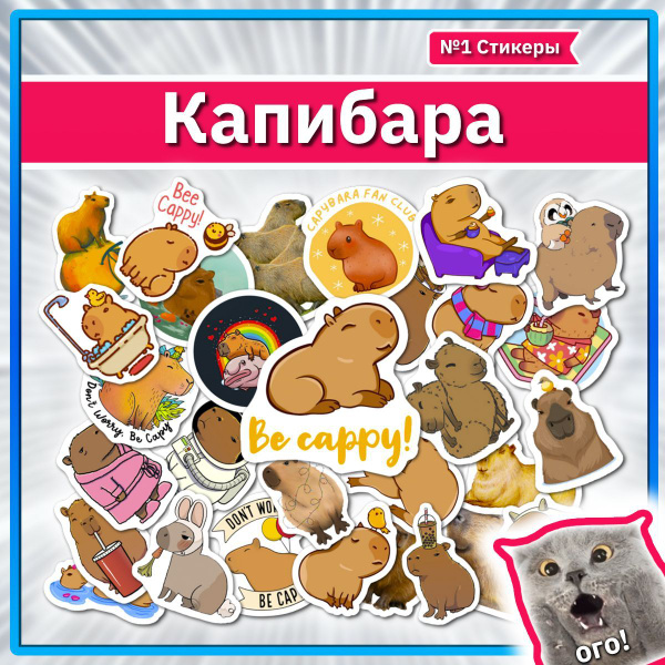 Наклейки Капибара стикеры с плюшевой игрушкой Capybara - купить с ...