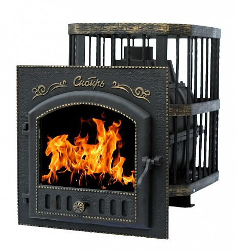 Печь банная чугунная "Сибирь-24". Каминная дверца "Сибирь" 545х545 ...