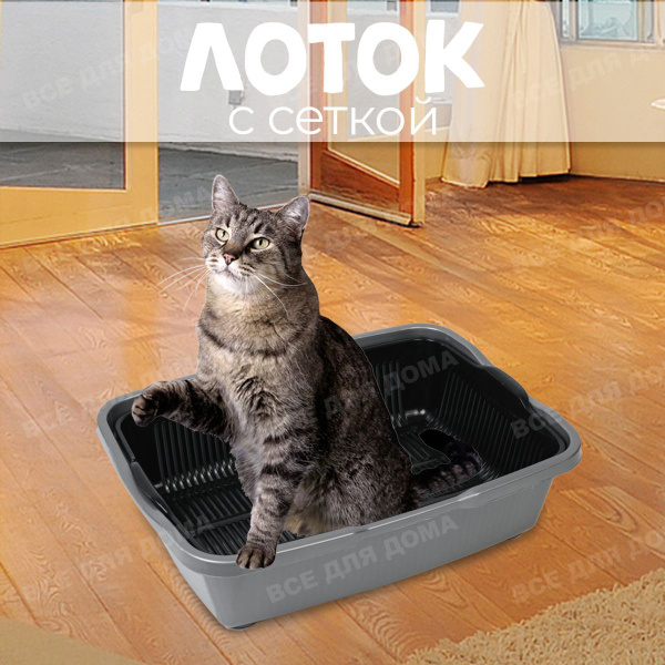 ВСЕ ДЛЯ ДОМА / Лоток для кошек и котов с сеткой и бортом. Большой ...