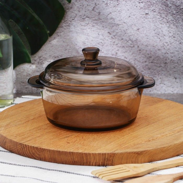 Супница стеклянная с крышкой Дымка, 1 л, цвет коричневый - купить с ...