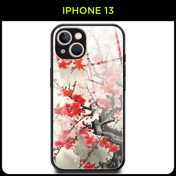 Стеклянный чехол на Apple iPhone 13 / Айфон 13 с принтом "Японский ...