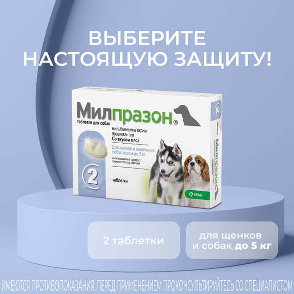 Милпразон таблетки для собак 2 х 2,5 мг/25 мг - купить с доставкой по ...