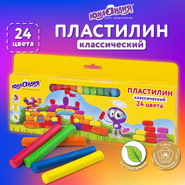 Пластилин для лепки детский набор 24 цвета, мягкий для малышей ...