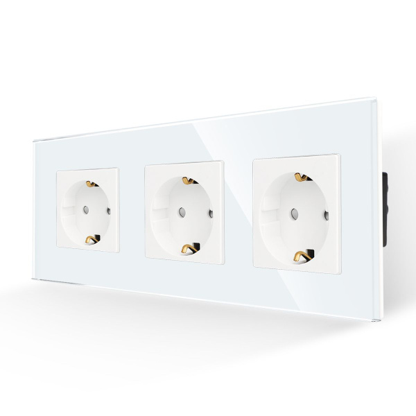 Розетка 16А 250V 3 пост рамка закаленное стекло встраиваемая розетка с ...