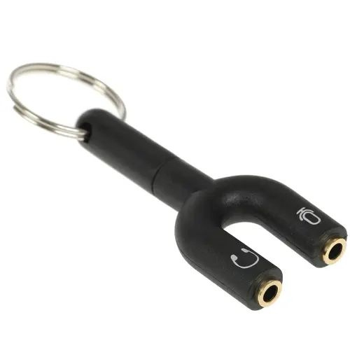 Брелок разветвитель mini jack 3.5 мм 4pin папа на микрофон и наушники ...