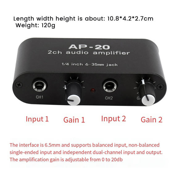 Двухканальный усилитель, микрофонный усилитель AP-20 для звуковой карты ...