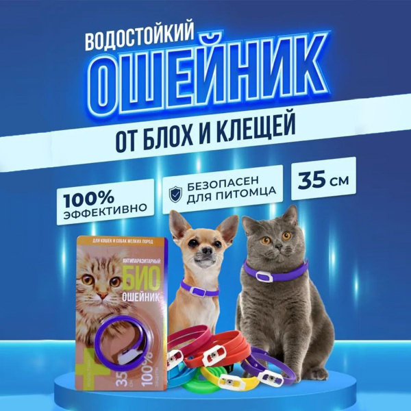 Ошейник от блох и клещей для кошек и собак, фиолетовый - купить с ...