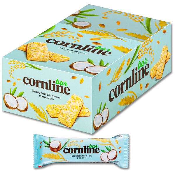 Злаковой батончик "Cornline Bar" зерновой с кокосом, 30 г, 18 шт ...