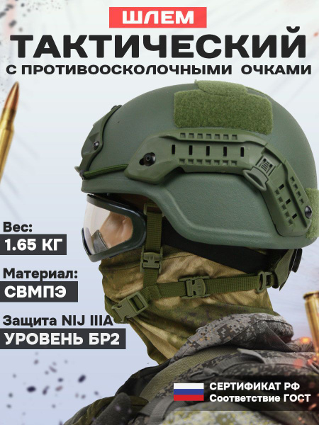 Шлем СВМПЭ военный тактический c ушами и очками - купить с доставкой по ...