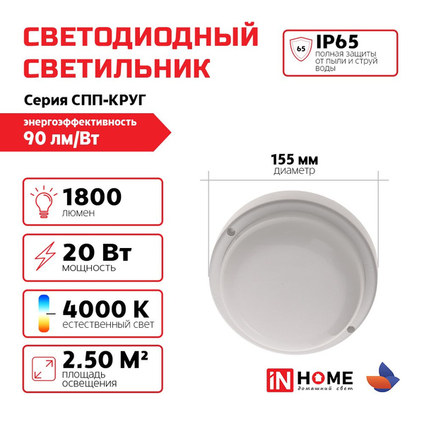 Светодиодный светильник герметичный СПП 2040-КРУГ 20Вт 4000К 1800Лм ...