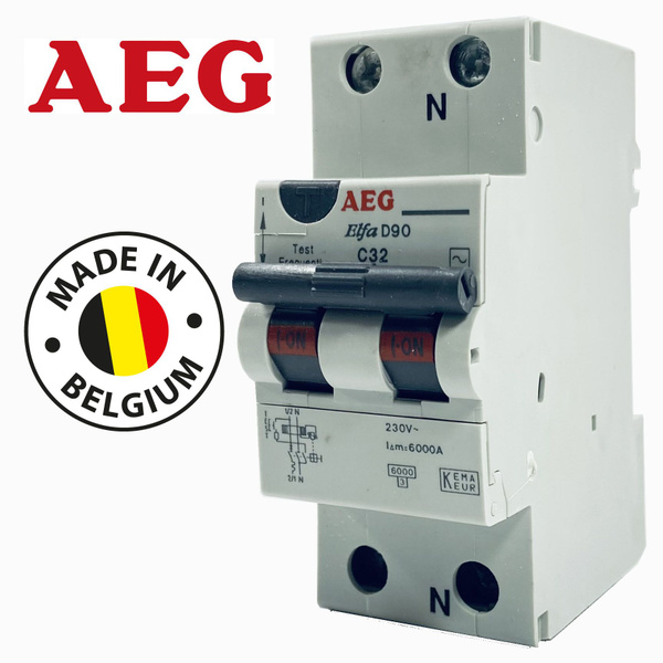 Дифференциальный автомат AEG 2P 32А 30mA, 6kA 604684 D90 C32/030 купить ...