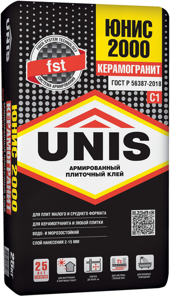 Плиточный клей цементный UNIS 2000 25 кг купить на OZON по низкой цене ...