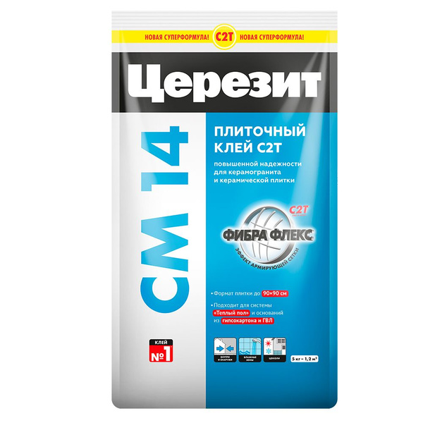 Клей для плитки Церезит для плитки C2T Церезит СМ 14 5 кг купить по ...