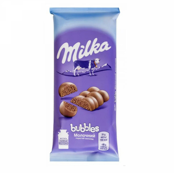 Шоколадная плитка Milka BUBBLY / Милка воздушный молочный шоколад 90 г ...
