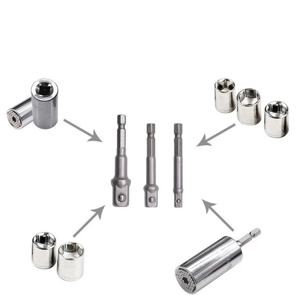 Переходники для шуруповерта под торцевые головки 1/4", 3/8", 1/2 ...