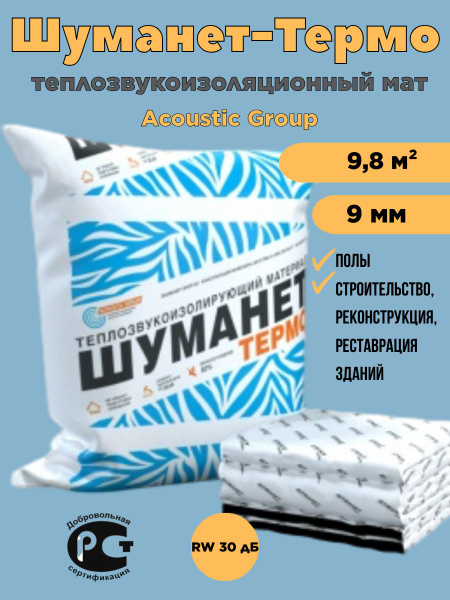 Шуманет-Термо Теплозвукоизоляционный мат 9,8 м2 по низкой цене с ...