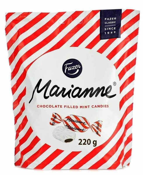 Fazer Marianne, мятная карамель с шоколадной начинкой 220г,конфеты с ...