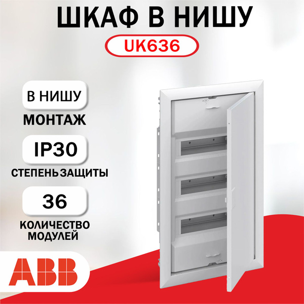 Шкаф в нишу ABB UK636 на 36 модулей, с винтовыми клеммами ...