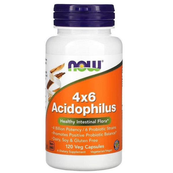 4x6 Ацидофилус (Ацидофильные Лактобактерии) NOW 4x6 Acidophilus 120 ...