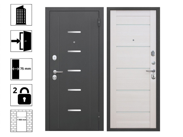 Дверь входная металлическая 7,5 см Гарда муар Лиственница беж Царга ...