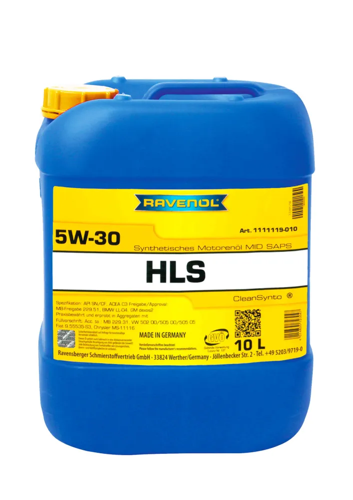 Моторное масло RAVENOL  HLS 5W-30 Синтетическое 10 л #1