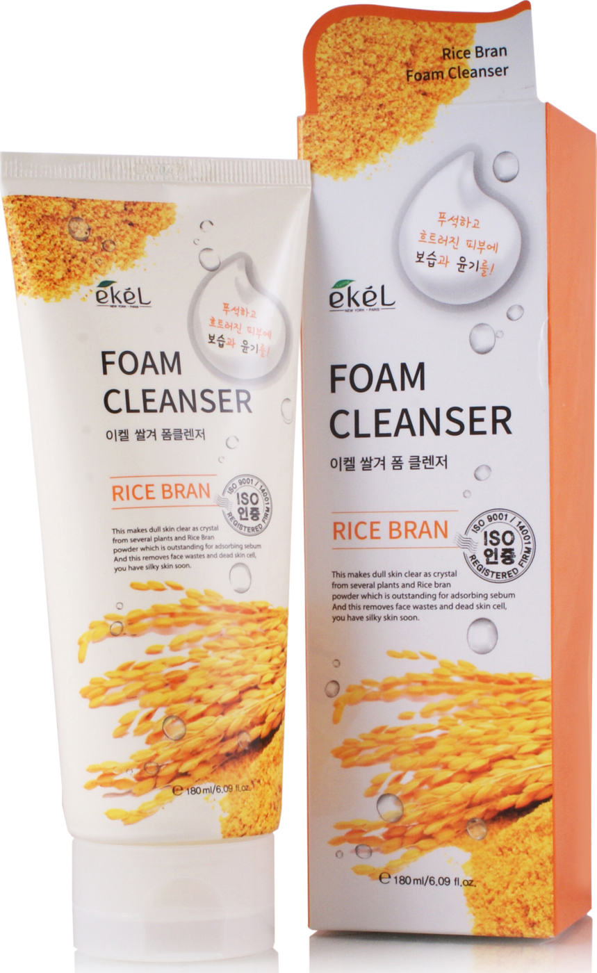 фото Пенка для умывания с экстрактом коричневого риса - EKEL Rice Bran Foam Cleanser