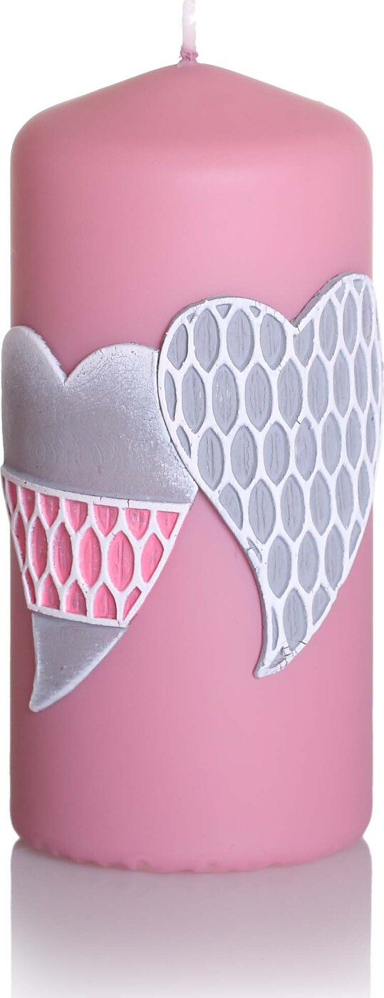 фото Свеча Bartek Two Hearts New, розовый, серый, 13 х 6 х 6 см