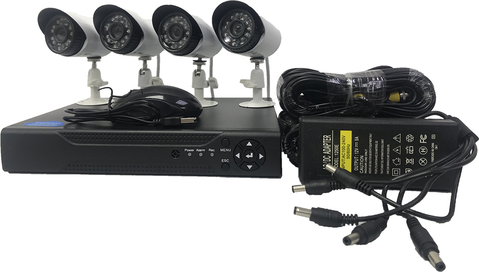 фото Комплект для наружнего видеонаблюдения, видеорегистратор с 4 видеокамерами 2MP AHD6004T-LMB Isa