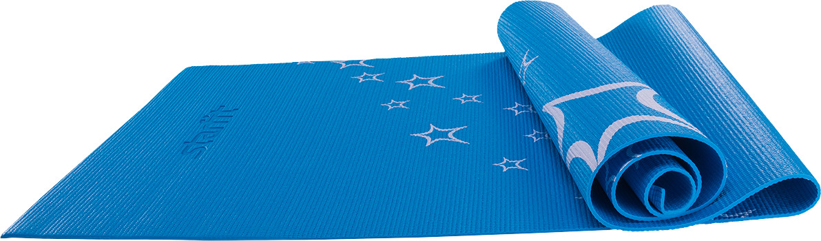 фото Коврик для йоги Starfit FM-102, Pvc, 173x61x0,4 см, с рисунком, синий