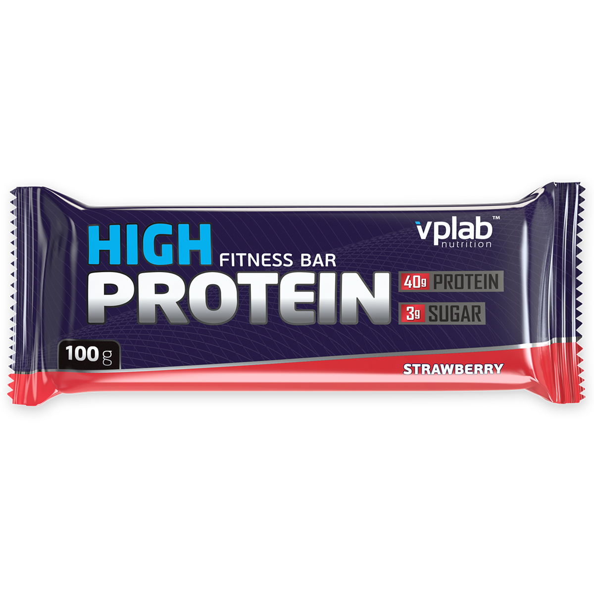 фото Батончик протеиновый Vplab "High Protein Fitness Bar", клубника, 100 г Vplab nutrition