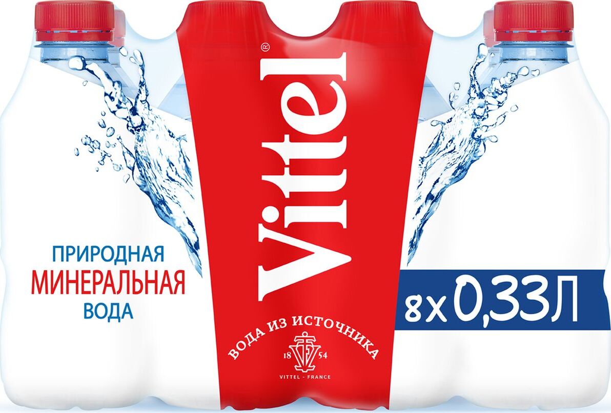 Вода минеральная питьевая Vittel (Виттель) 8 шт по 0,33 л пэт